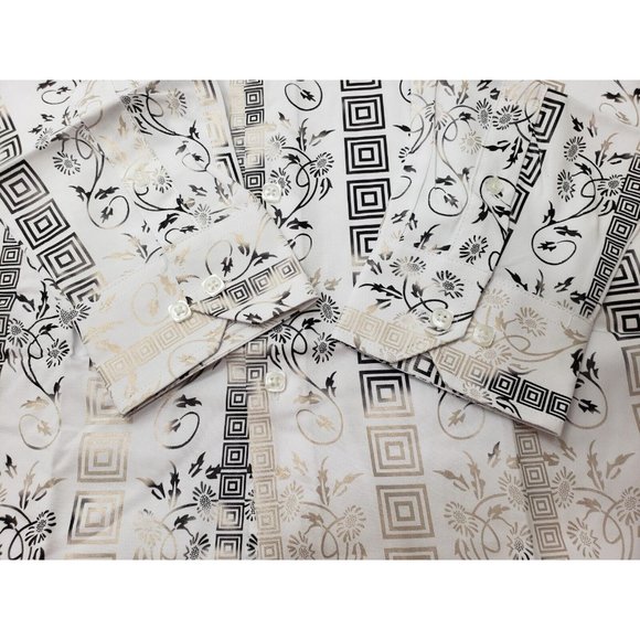 Deer Lady Mens Shirt Short Sleeve Collared Button Up Floral Print White Size XL - Picture 4 of 10